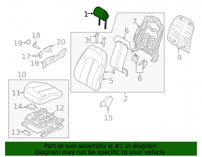 Headrest front left Hyundai Sonata 15-17 cloth gray