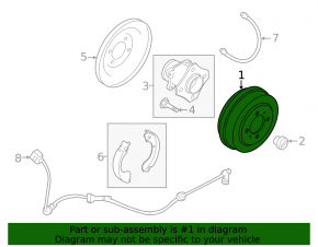 Rear left brake drum Nissan Sentra 13-19