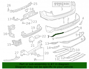 Right rear bumper molding Audi Q8 19-23