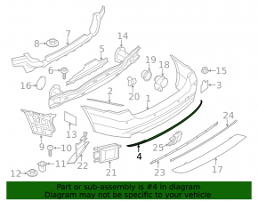 Rear bumper molding for BMW 4 Series F32/33/36 18-20 Sport line, glossy black