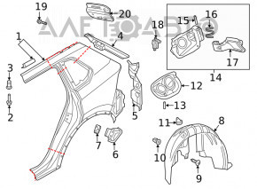 Quarter wing rear left VW Tiguan 18-24 long on the body, white LB9Z, dents