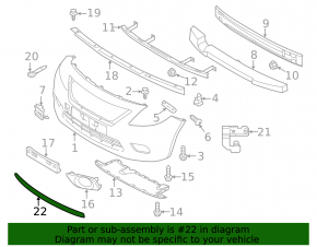 Lower molding front bumper Nissan Versa 15-19 usa chrome