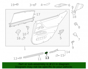 Plug for the inner seal of the rear right door glass of Lexus ES 19-26 rear