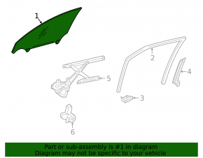 Front left door glass for Lexus IS 14-20