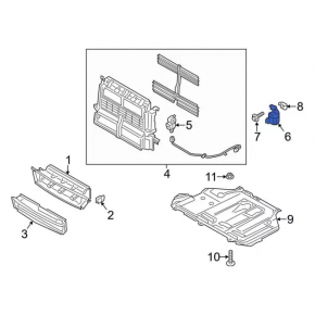 Bracket for radiator deflector blinds left Ford C-max MK2 13-18 plastic