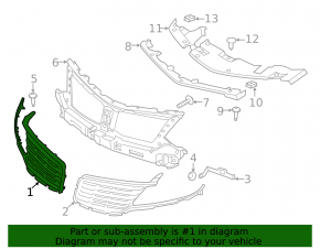 Radiator grill right Lincoln MKC 15-18 pre-rest with frame