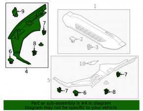 Right underhood trunk trim Ford Mustang Mach-E 21-23