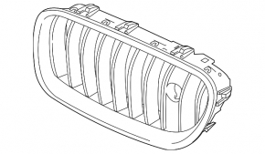 Radiator grill right BMW X6 F16 15-19 M pack, night vision