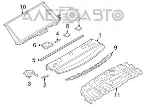 Rear shelf BMW 3 F30 4d 12-18 black