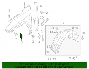 Front left center wing bracket Hyundai Tucson 16-21