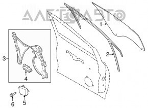 Glass door front right Ford C-max MK2 13-18