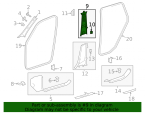 Center pillar trim upper belt left Mercedes GLS-class X166 13-19 black