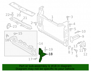 Left radiator deflector blind bracket for Audi E-Tron 19-23