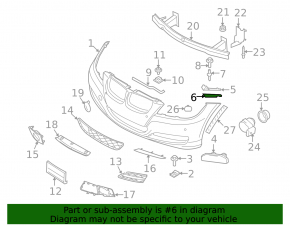 Front bumper mount, bumper-wing, right, BMW 3 E90 E92 07-12, metal