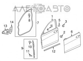 Door bare front right Acura TLX 15-