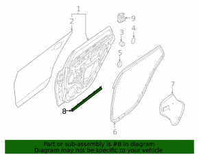 Rear left door seal Nissan Sentra 20-24 lower