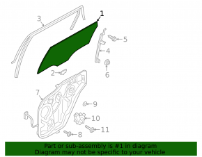 Glass of the rear left door Hyundai Santa FE 19-23