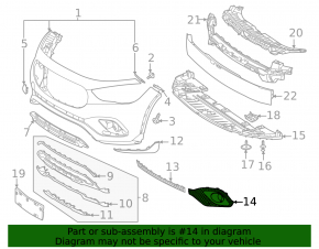 Mercedes H247 GLA 20-23 front bumper grille, left, under fog lights