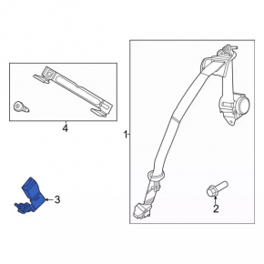 Left rear seat belt latch for Ford Mustang mk6 18-23 black