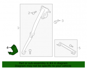 Left rear seat belt latch for Ford Mustang mk6 18-23 black