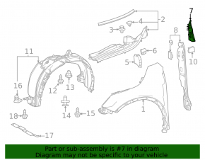 Upper right door-wing seal for Lexus RX 23-26 Japan-built