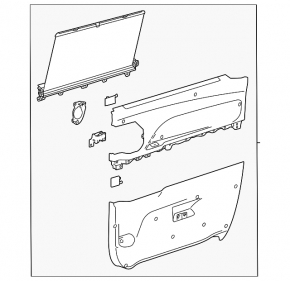 Door trim card rear right Toyota Sienna 21-25 with curtain, black with light gray, JBL