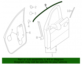 Front left door glass guide for Nissan Pathfinder 13-20