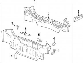 Chevrolet Equinox 18-24 rear panel, 2 pieces, on the body, white, dented
