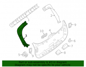 Trunk door trim left Infiniti JX35 QX60 13-20 gray