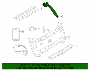 Trunk door trim left Infiniti QX50 19-20 black
