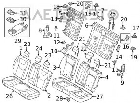 Rear seats, 2nd row, Ford Fusion mk5 13-16, titanium, leather
