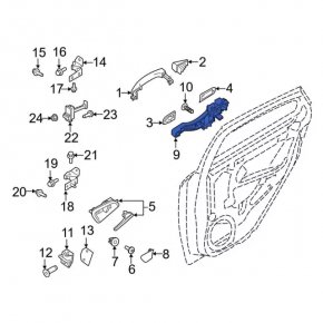 Rear right door lock Ford Focus mk3 11-18 type 1 with glass guide, broken cable mount