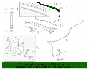 Left windshield wiper arm for Chevrolet Malibu 16-23