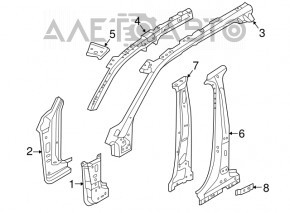 Volvo XC90 16-26 right center body pillar on the body, bumper