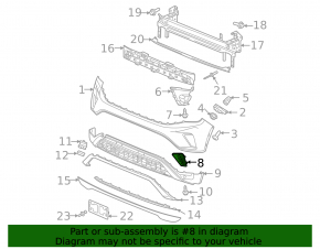 Front bumper grille right VW Atlas 21-23 structure