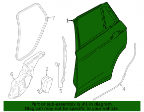 Door assembly rear right BMW X1 F48 16-22