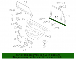 Door glass seal rear right inner BMW X5 E70 07-13