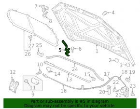 Hood hinge left VW Passat b7 12-15 USA