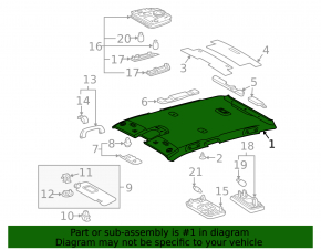 Toyota Prius 30 10-15 Ceiling Trim Gray Without Sunroof