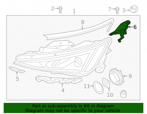 Right headlight mount Hyundai Elantra AD 19-20 for LED and halogen + LED DRL