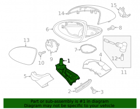 Side mirror right Porsche Cayenne 958 11-14 14 pins, auto-dimming, folding, heated, backlight, black, scale on mirror element