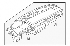Torpedo front panel with AIRBAG Audi A6 C8 19- without projection, black with dark gray