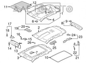 Rear roof lining for VW Tiguan 09-17, plastic, gray, scratches, ready for dry cleaning