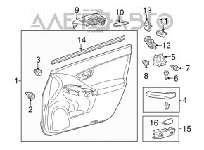 Door trim, front right card, Toyota Prius 30 10-15, black, gray fabric insert, dry cleanable, scratches
