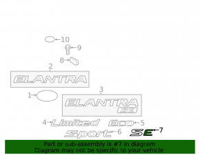Emblem inscription SE trunk lid Hyundai Elantra AD 19-20