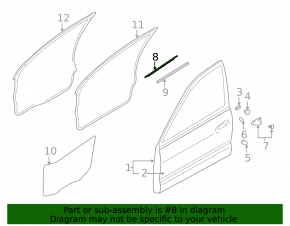 Door-glass molding, central front right, Mitsubishi Galant 2012