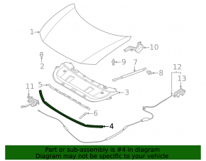 Nissan Murano 25-26 hood seal on the hood, front