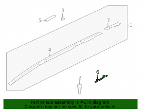 Rear left longitudinal roof rail bracket for Nissan Rogue 21-26 JP built, for panoramic view