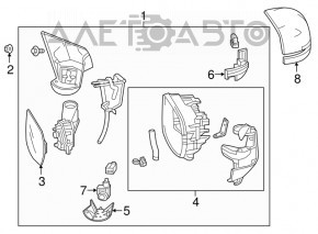 Side mirror right assembly Honda CRV 17-22 3 pins, structure