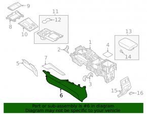 Mitsubishi Outlander 22-25 right side center console trim, black